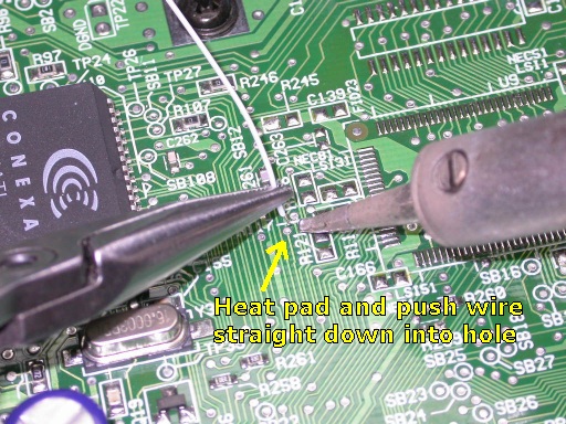 Soldering wires on mainboard
