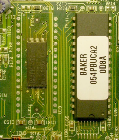 Close-up view of Flash chips